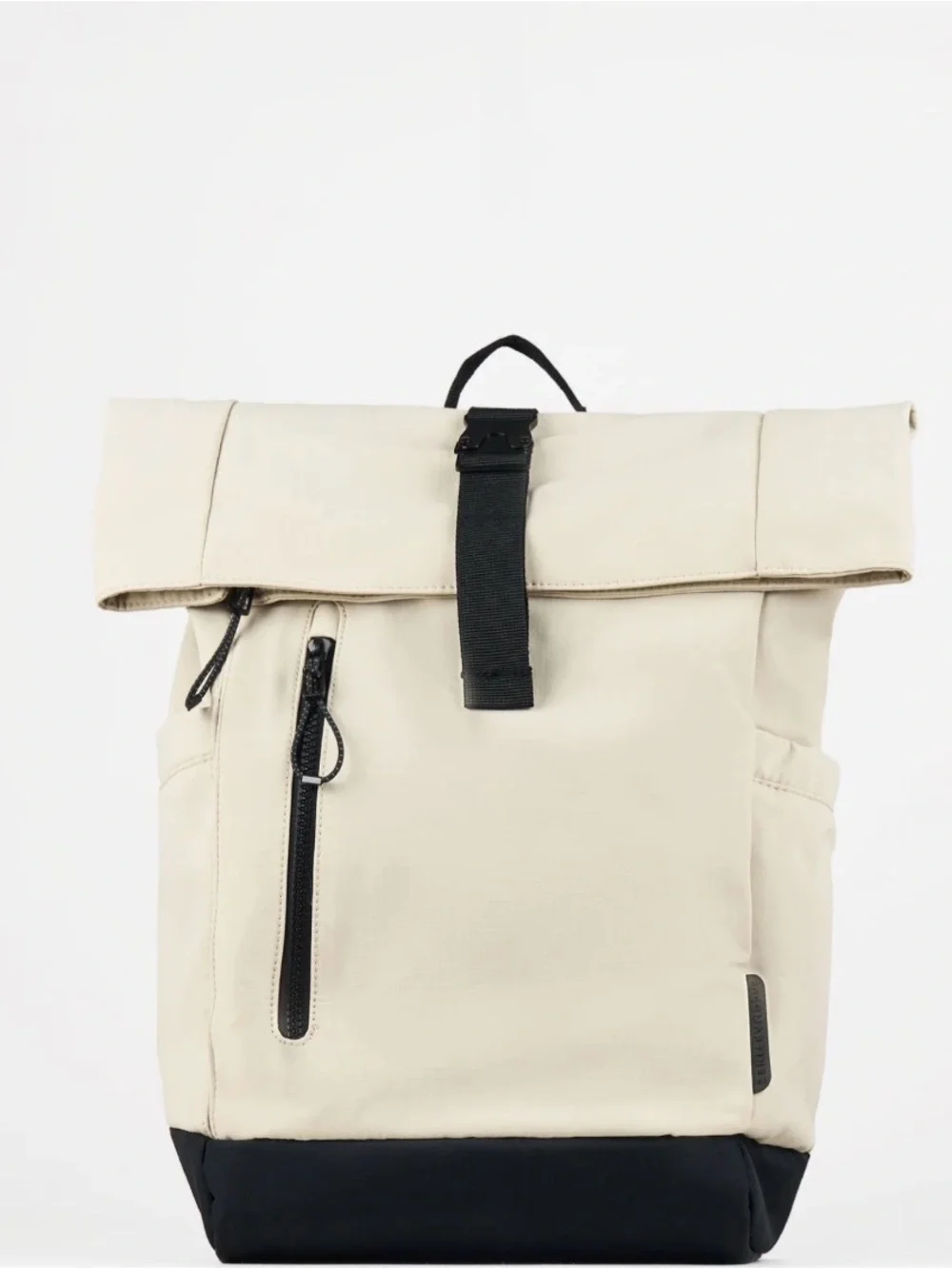 Men's Cream Roll-Top Backpack with Black Trim